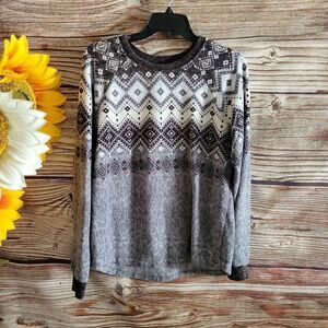 Cuddle Duds long sleeve shirt Women's medium soft grsy/blsck/white Pre-owned